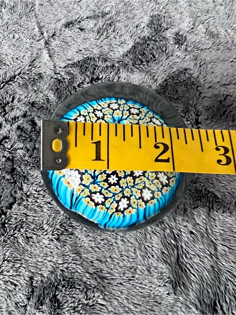 Vintage Millefiori Art Glass Paperweight Murano Style Floral Cane Dome